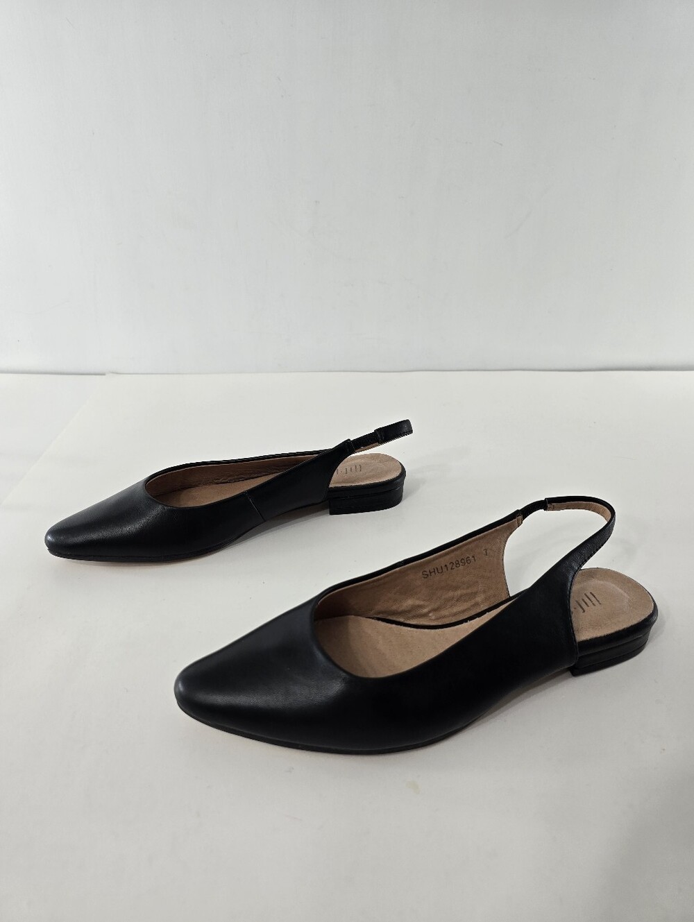 J Jill Kara Leather Pointed Toe Slingback Black Minimalist Closed Toe Shoes Sz 7 - Picture 5 of 10